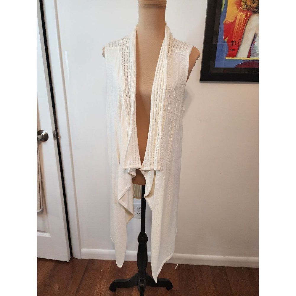 White House Black Market XS White Sleeveless Long Cardigan